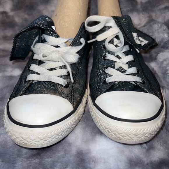 Converse All Star Mega Tongue Ox Shoes Sneakers Black Shimmer 632573F Sz 5 US - Picture 2 of 8